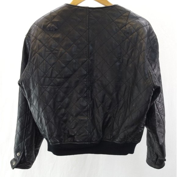EUC VTG Express Moto Leather Jacket | Sz XS, Diamond Quilted w/Thinsulate, Black - Picture 2 of 7